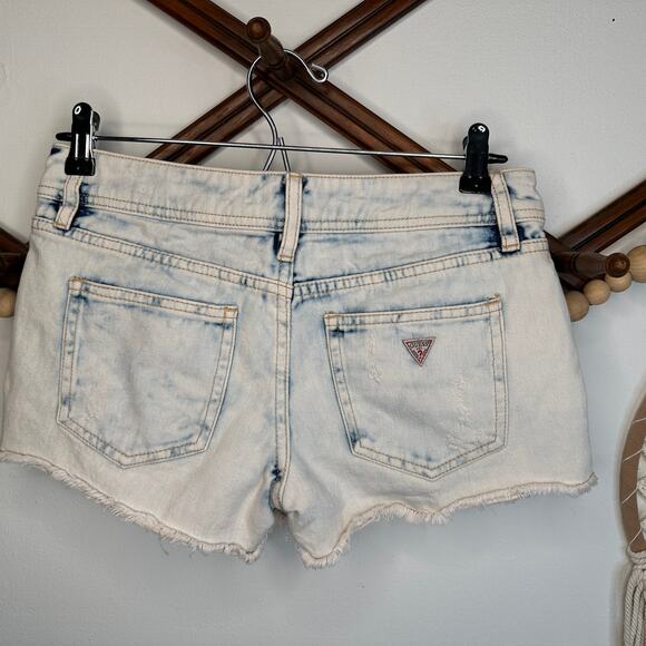 Guess Distressed Acid Wash Distressed Cut Off Shorts - Picture 2 of 5